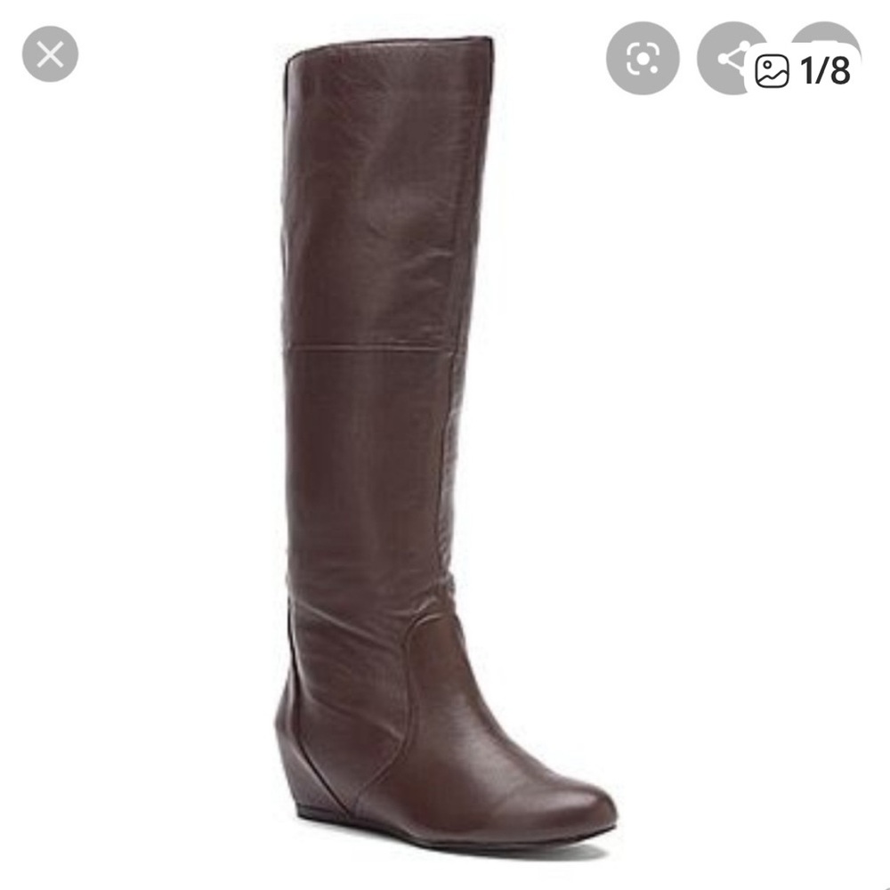 Report Chocolate Leather Over the Knee Boots